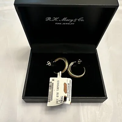 NWT 14k Gold BTB Tapered Hoop Earrings Macy’s Fine Jewelry • $62