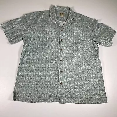 L L Bean Shirt Mens Large Green Button Up  Outdoor Casual Dress Hawaiian • $16.78