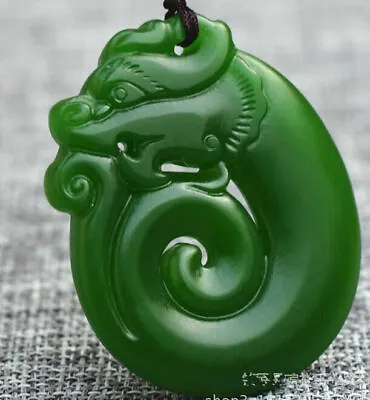 Natural Jade Pendant Amulet Dragon 龙 Green White Jade Necklace Jewelry • £5.99