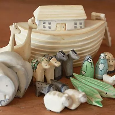 Noah's Ark Gift Boxed Set Hand Carved & Painted Christening New Baby Gift By • £27.64