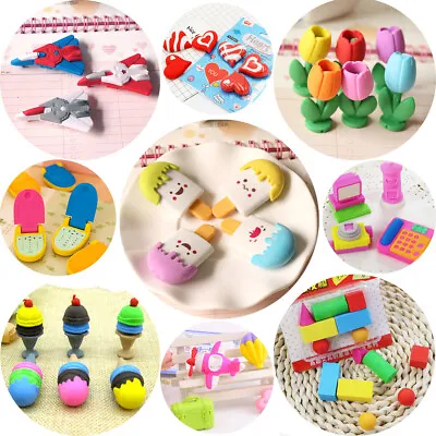 Novelty 3D Puzzle Rubber Erasers Cute Kids Party Bag Fillers Christmas Stocking • £5.49