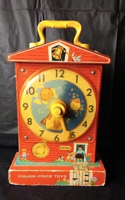 Vintage 1968 Fisher Price Toys Music Box Teaching Clock 998 Tested And Works! • $24.95