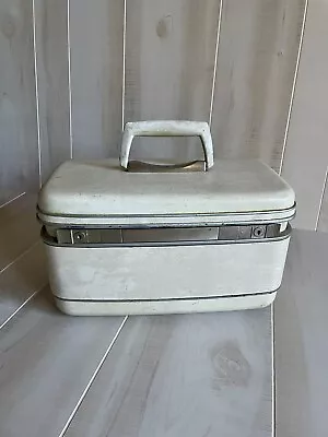 Vintage Luggage Samsonite Silhouette Train Travel Cosmetic Vanity Case Cream • $25.99