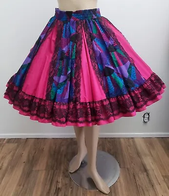 Vintage SQUARE DANCE FULL CIRCLE SKIRT Square Up Colorful Sz S / M • $46