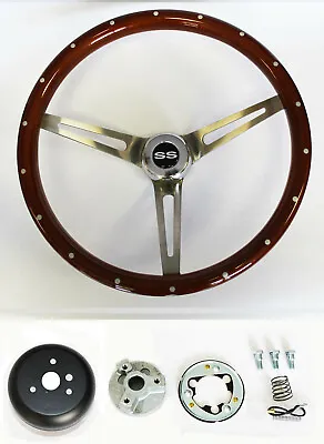 Chevelle Camaro El Camino Nova 15  Wood Steering Wheel Rivets High Gloss SS Cap • $204.89