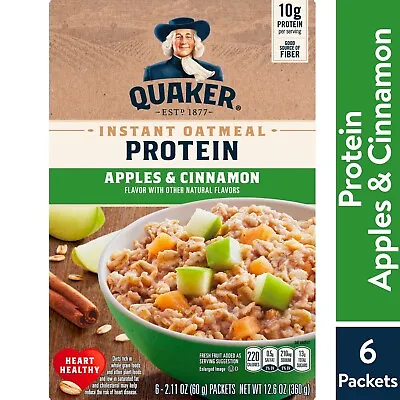 Quaker Protein Instant Oatmeal Apples & Cinnamon 2.11 Oz Packets 6 Count • $13.97