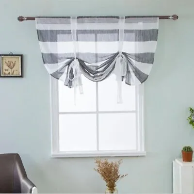 £12.99 • Buy Tie-up Roman Curtain Window Curtain Shade Sheer Voile Window Valance Drape Blind