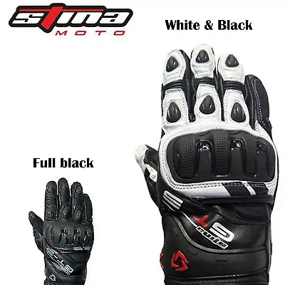 Men's Motorcycle Motorbike Leather Biker Gloves • £28.59