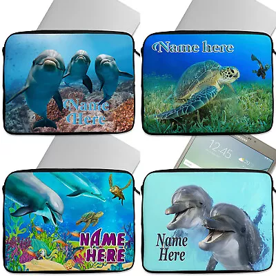 Personalised Laptop Case Dolphin Tablet Cover Ocean Sleeve Universal Bag Gift • £12.95