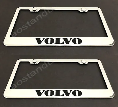 2x VOLVO STAINLESS Chrome License Plate Frame W/screw Caps • $24.62