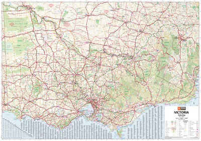 (LAMINATED) VICTORIA STATE MAP POSTER (70x100cm) AUSTRALIA ROAD GUIDE TRAVEL NEW • $14.95