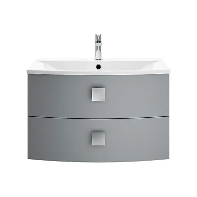 Hudson Reed Sarenna 700mm 2-Drawer Wall Hung Basin Vanity Unit Matt Grey Modern • £469.95