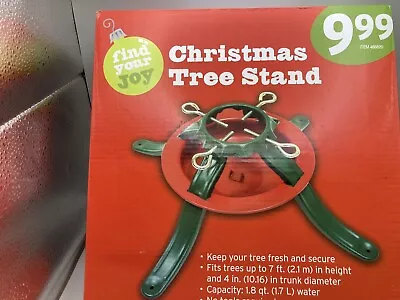 Metal Christmas Tree Stand Up To 7' Tall Trees Green Red Classic • $7.99