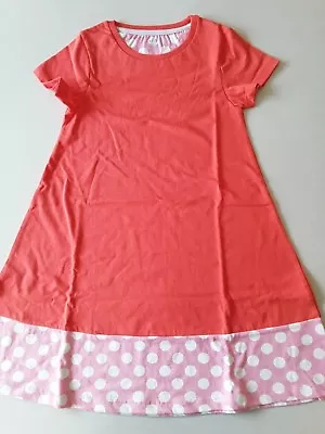 NEW Mini Boden Girls 9-10Y Jersey Dress Red Polka Dots Short Sleeve • $30