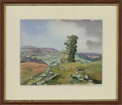 Joan Grimes - 20th Century Watercolour Bowerman's Nose On Dartmoor • £51