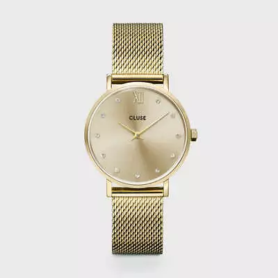 CLUSE Minuit 33 Mm Gold Dial With Crystals/Gold Mesh CW10204 • $189