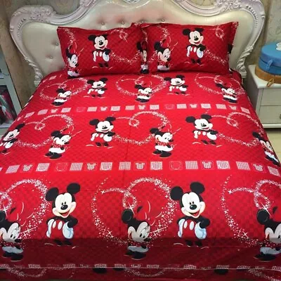 Red Mickey Soft Duvet Cover Set For Comforter Bedding Set Pillowshams King Size • $30.99