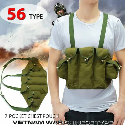 Vietnam War US Army Type 56 * Chest Rig Ammo Bandolier Pouch Tactical Bag • $17.81