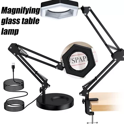 Desk Top LED Lighted Workbench Magnifier Glass Magnifying Lights For Craft Hobby • $33.27