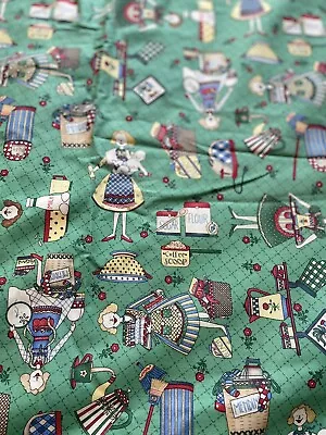 Vintage Fabric By Debbie Mumm  2.87 Yards X 44” Green Whimsical • $24.99