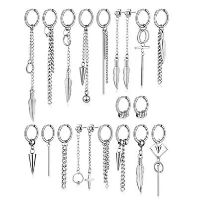 20 Pieces Cool Stainless Steel Hoop Earrings Kpop Hoop Dangle Earring For Unisex • $29.46