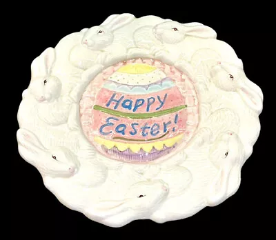Vintage FITZ FLOYD OMNIBUS China Majolica EASTER Egg Bunny Rabbit Plate Dish 8  • $12.98
