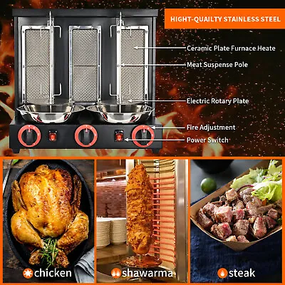 Commercial Vertical Rotisserie Oven Grill Gas Shawarma Machine Tacos Al Pastor • $208.43