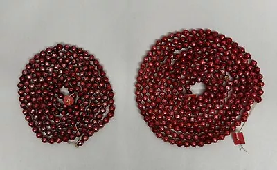 Vtg Red  Mercury Glass Bead Garland Feather Tree 150”  Christmas 2 Strands • $45