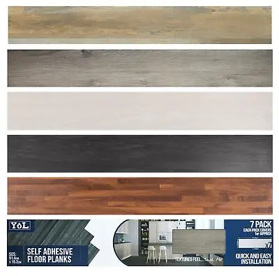 £14.95 • Buy Floor Planks Tiles Self Adhesive Wood Effect Vinyl Flooring Kitchen Bathroom