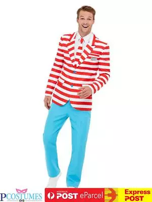 Mens Wheres Wally Stand Suit Licensed 80s Book Week Fancy Dress Outfit • $111.50