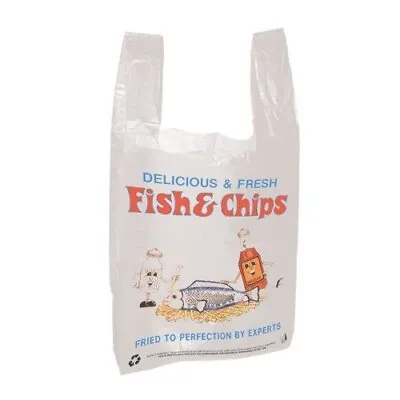 2000 X Fish & Chip Take Away Carrier Bags 28cmx40cmx48cm Chippie Fast Food • £27.99