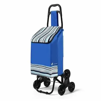 £31.99 • Buy VOUNOT 6 Wheels Shopping Trolley Folding Stair Climbing Grocery Cart 32L Blue