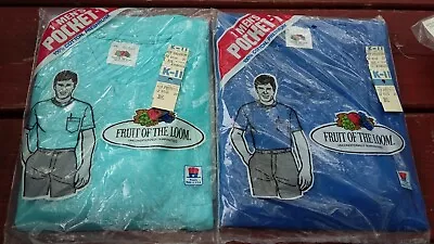 Fruit Of The Loom 1987 Men's Xl Pocket-t Shirt Solid Blank (2) Teal Blue K-mart • $29.99