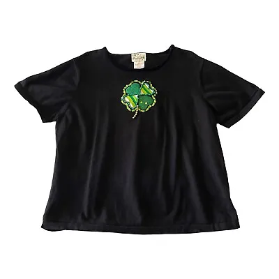 Quacker Factory Shirt St. Patrick's Day 4-Leaf Clover Shamrock Women's Size 2XL • $26.69