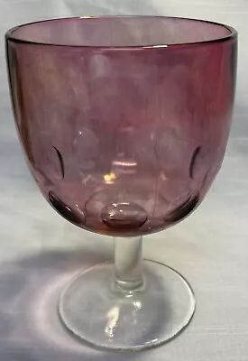 Vintage Pink Iridescent Flash Thumbprint 12 Oz Water Goblet • $6.95