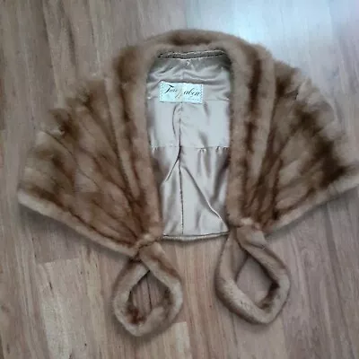 FURS RABEN BY CLAYTON Genuine Fur Coat Jacket Shaw Wrap Cape Brown Shoulder  • $56