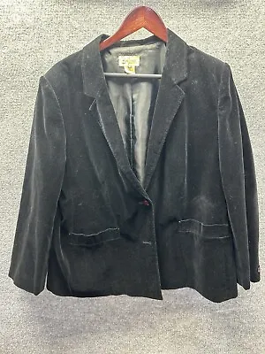 Vintage Buffums Velvet Blazer Men Size 42 Black Cotton 80's Y2K Smoking Jacket • $44.16