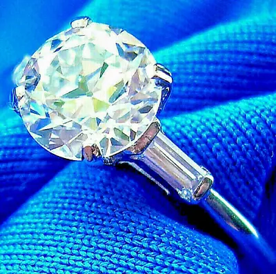 Earth Mined European Cut Diamond Deco Engagement Ring Vintage Platinum Solitaire • $9750