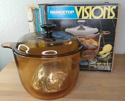 Vision Corning Ware Amber Dutch Oven Stew Pot With Steamer & Lid 3.5 Quart • $90