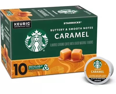 Starbucks CARAMEL Flavored Ground Coffee 10 Count K-Cup Pods Keurig *BB 7/2024* • $12.79