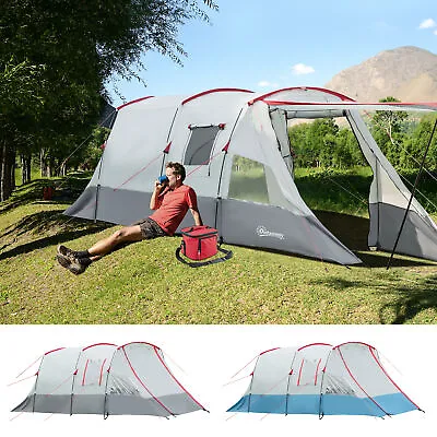 6-8 Person Tunnel Tent Two-room Camping Tent With Carry Bag • £120.99