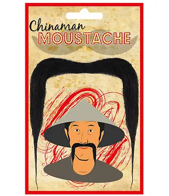 Chinaman Moustache -  Fu Manchu Chinese Mandarin Dressup Oriental Tash Costume • $3.10