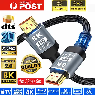 Premium HDMI Cable V2.0 3D 8K Ultra Full HD TV 1080p High Speed Ethernet 1m 5m • $19.99