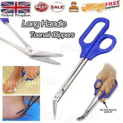 Easy Grip Toenail Scissors Clippers Long Reach Toe Nail Trimmer Cuticle CutterMK • £5.16