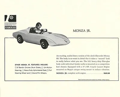 Vintage 1966 Rupp Monza Jr. Go-Kart Ad  • $16.99