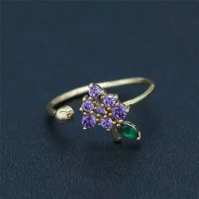 Dainty CZ Grape Fruit Gold Ring Fruity Nature Minimalist Casual Micro Pave Ring • $6.99