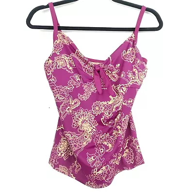 Panache Veronica Underwired Tankini Swim Top Swimwear Size 10FF Purple Paisley  • £24.94