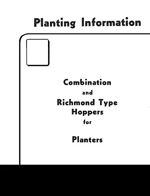 IH Farmall Combination Richmond Hopper Manual &Seed Plate Chart Cub Super A 140 • $20