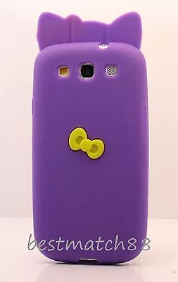 For Samsung Galaxy I9300 S3  Case Purple Yellow 3D Bow Soft Silicone • $7.80
