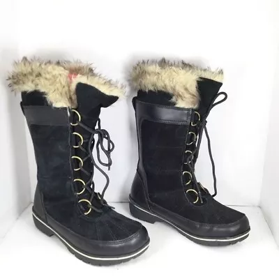 Merona Women Black Faux Fur Boots Winter Boot Size 6 • $19.46
